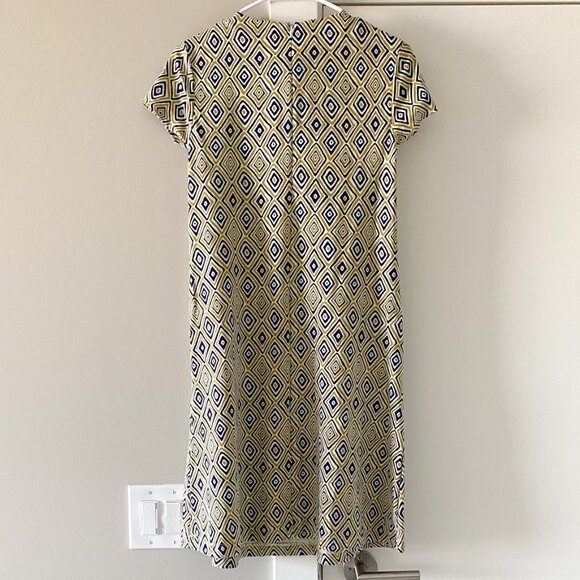 J McLaughlin Geometric Print Short Sleeve Fit & Flare Dress Size XS Career Work - Picture 2 of 9